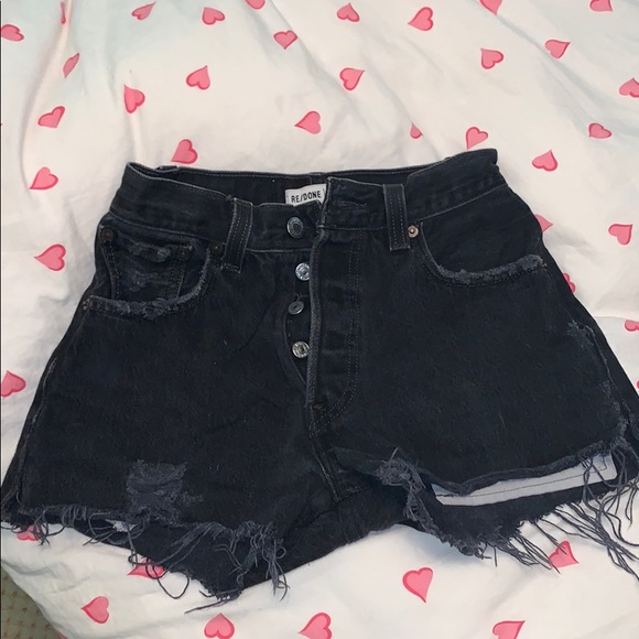 Levi's Pants - Redone Levi’s black denim shorts,